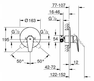 Смеситель для душа Grohe 29078001, однозахватный купить,NaN