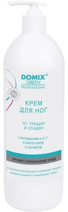 Domix Green Professional от трещин и ссадин с витаминами А, E, F, Д-Пантенолом и серебром крем для ног 1000 мл купить,NaN