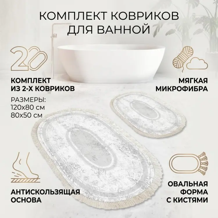 LifeGoods.kz комплект ковриков LG48310 120x80 см, микрофибра, полиэстер купить,NaN