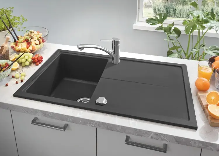 Кухонная мойка Grohe K400 31640AP0 86х50х20.5 см, искусственный мрамор, тон черный купить,NaN