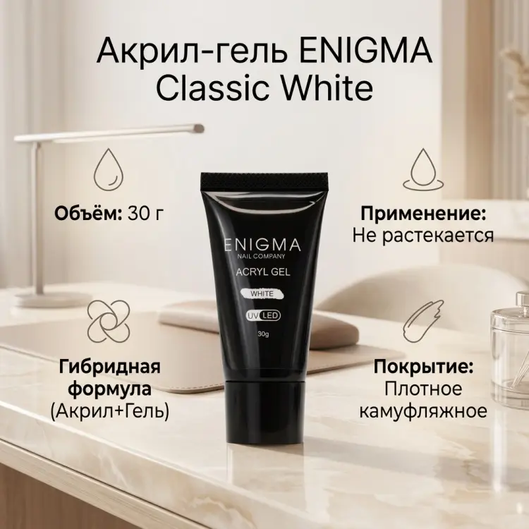 ENIGMA акрил-гель Classic White 30 купить,NaN