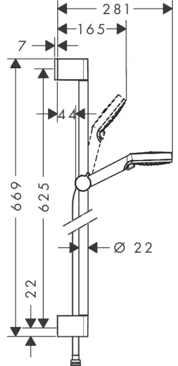 Hansgrohe штанга для душа 669х44 мм Crometta Vario 26532400, металл, пластик купить,NaN