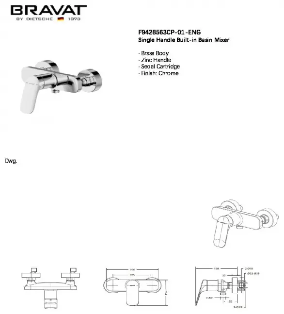 Смеситель для душа BRAVAT Joyful F9428563CP-01-ENG, латунь, цвет серебряный купить,NaN