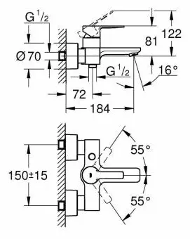 Смеситель для ванны с душем Grohe 33849001, однозахватный купить,NaN