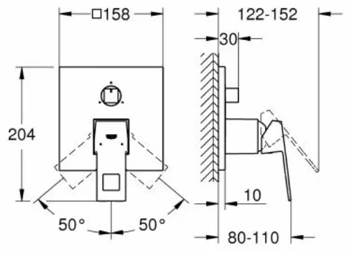 Смеситель для ванны Grohe 24094000 Eurocube, пластик, цвет хром купить,NaN