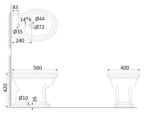 CREO биде DI2000 HDBI386 с креплениями, санфаянс купить,NaN
