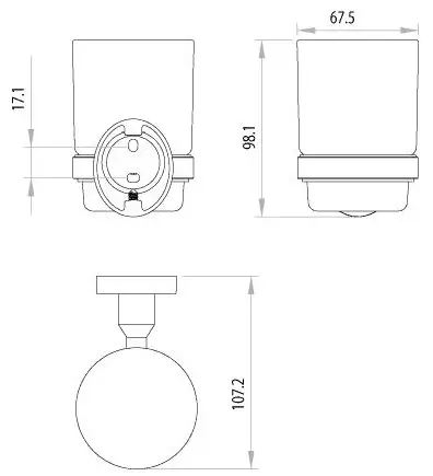 Lemark стакан Атлантисс LM3236C 1 шт, стекло, металл