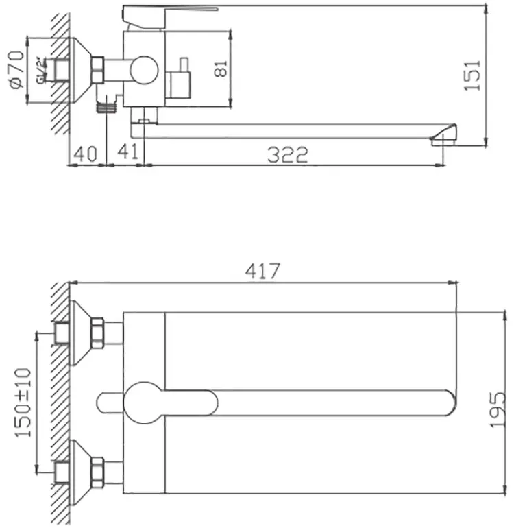 Смеситель для ванны Haiba HB22801, латунь, цвет стальной купить,NaN