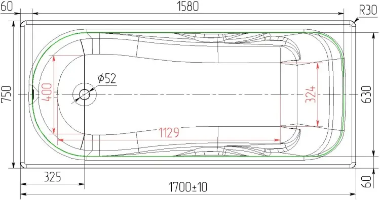 Ванна Универсал Сибирячка-У 170x75 см, чугун купить,NaN