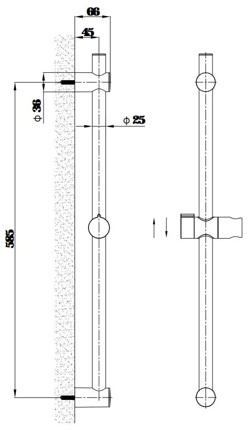 ESKO штанга для душа 730х110 мм SR725GM, нержавеющая сталь купить,NaN