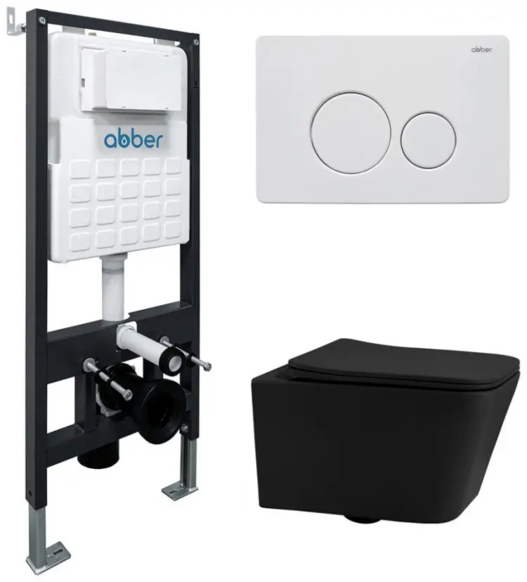 Abber рамная инсталляция Rechteck AC1201MB черный матовый с инсталляцией AC0105 и кнопкой AC0121MW белая матовая купить,NaN