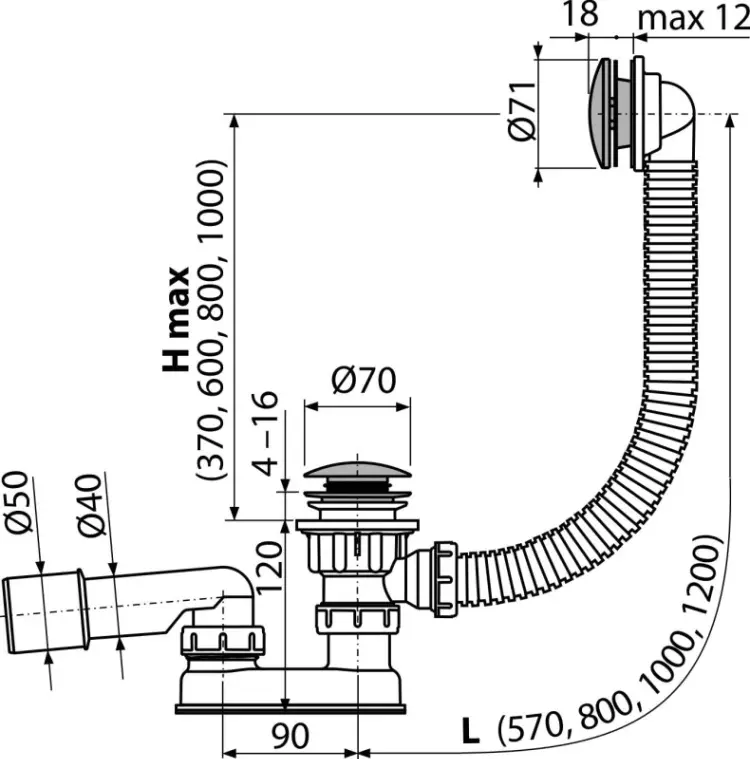 Сифон Alca A504CKM-80 52 мм купить,NaN