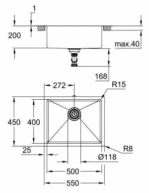 Кухонная мойка Grohe K700U 31574SD1 55х45х20 см, сталь, тон серебристый купить,NaN
