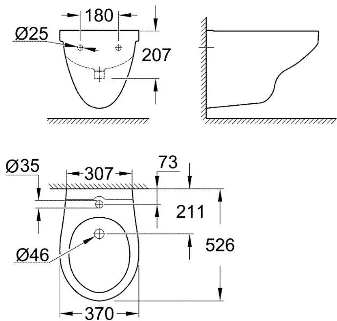 Grohe чаша унитаза Bau Ceramic 39433000, санфарфор