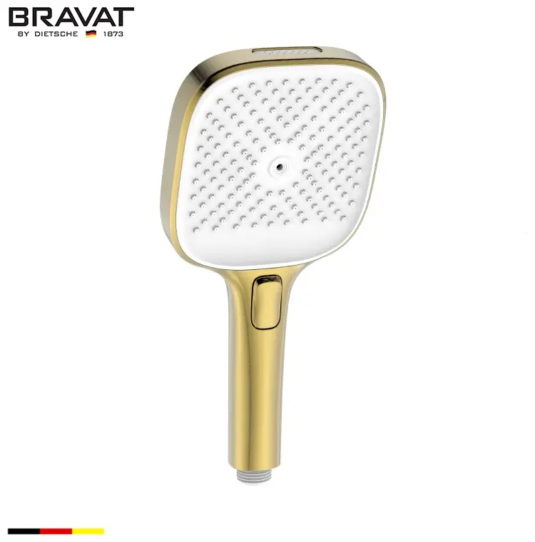 BRAVAT лейка для душа (без шланга) Ручной душ с 4 режимами Bravat, матовое золото (D1251RBG-ENG) , абс-пластик
