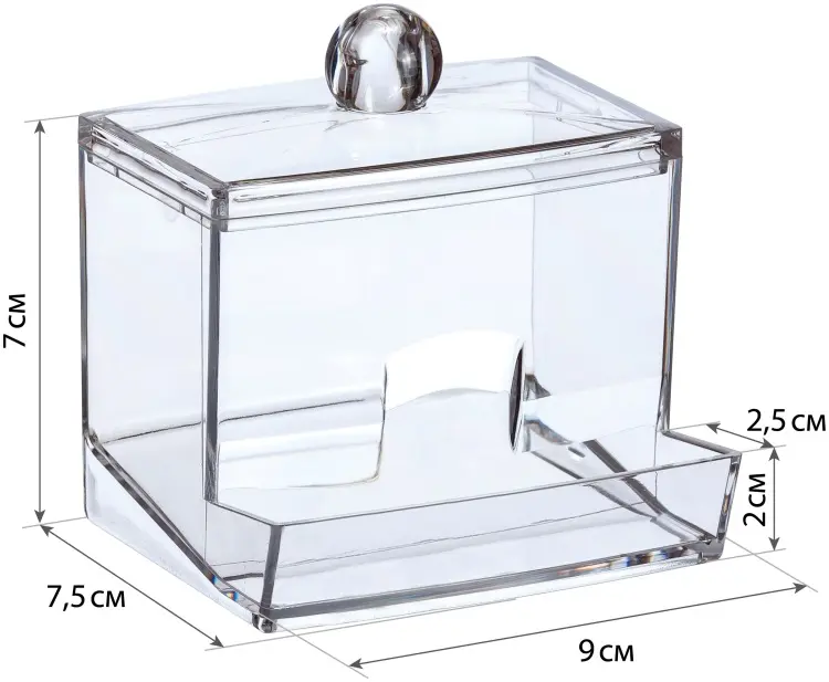 IDEA контейнер для ватных палочек 9x7.5x7 см, пластик, полипропилен купить,NaN