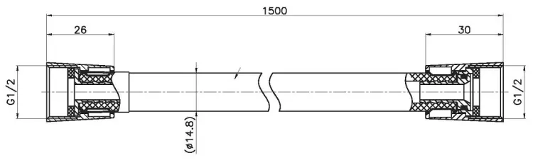 Шланг для душа BRAVAT пластик, 150 см, подключение 1/2x1/2
