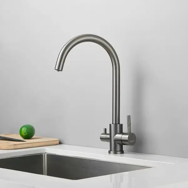 Смеситель для кухни Haiba HB43828-3, латунь, цвет графит купить,NaN