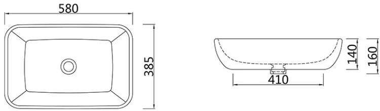 Раковина SSWW CL3155 накладная прямоугольная 58х38.5 см, фарфор купить,NaN