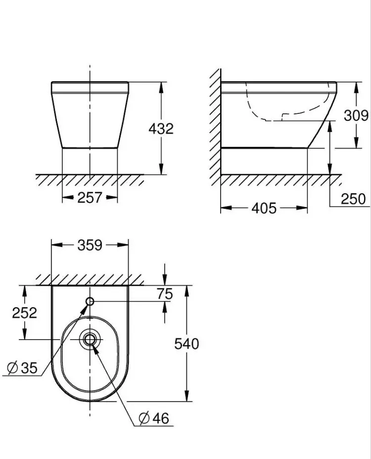 Биде Grohe Euro Ceramic 102487SH00, санкерамика