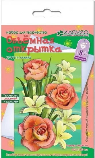 Набор КЛЕВЕР для изготовления открытки Розы и лилии купить,NaN