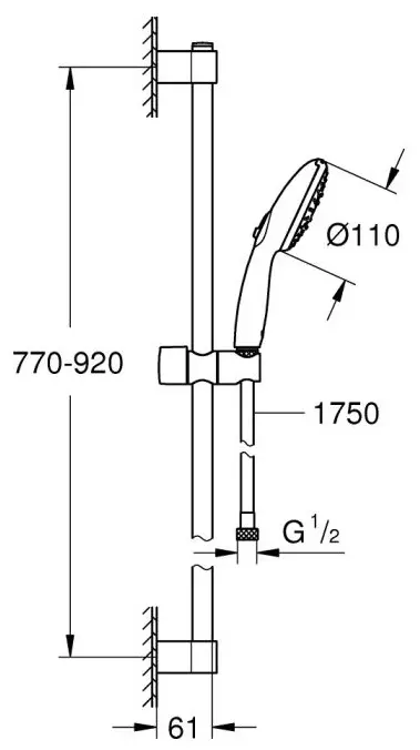 Grohe душевой набор (гарнитур) empesta Cube 110, 3 режима струи, хром купить,NaN