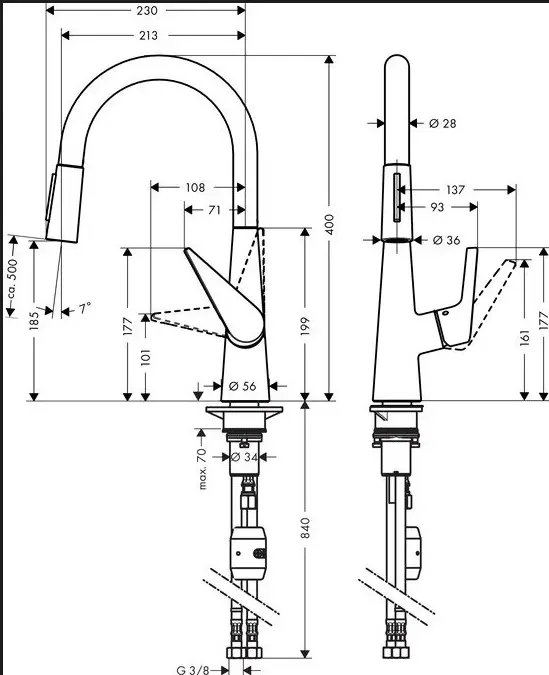 Смеситель Hansgrohe Talis M51 2jet 72813000, латунь, цвет хром купить,386300