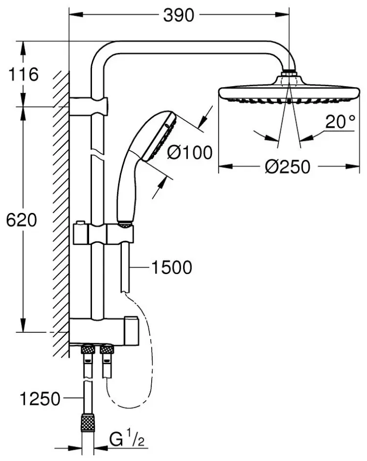Grohe душевой набор (гарнитур) Vitalio Start System 250 266802430 купить,NaN