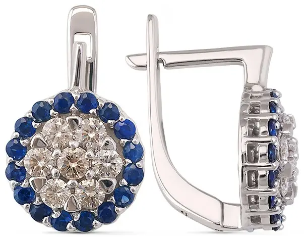 Серьги КРИСТАЛЛ NI46300226773 вес 4.37 г золото, сапфир купить,297160