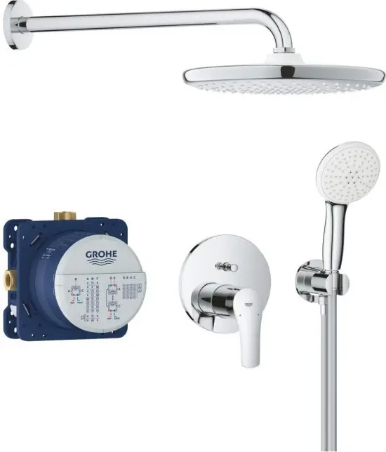 Grohe душевой набор (гарнитур) Eurosmart: смеситель, SmartBox, верхний душ, шланг, ручной душ, абс-пластик