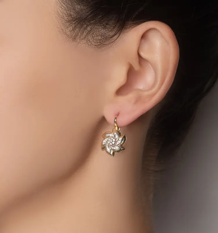 Серьги РусГолдАрт 2430007511 вес 5.45 г золото, фианит купить,370600