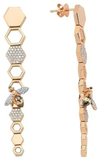Серьги-цепочки Bee Goddess PTKUC10PGKP вес 10.02 г золото, бриллиант купить,NaN