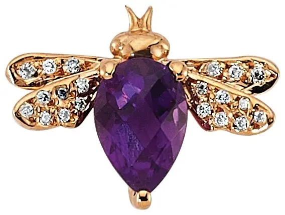 Моносерьга Bee Goddess PTKSMPGKP вес 0.83 г золото, бриллиант, аметист купить,488000