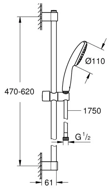 Grohe душевой набор (гарнитур) Tempesta 110, 1 режим струи купить,NaN