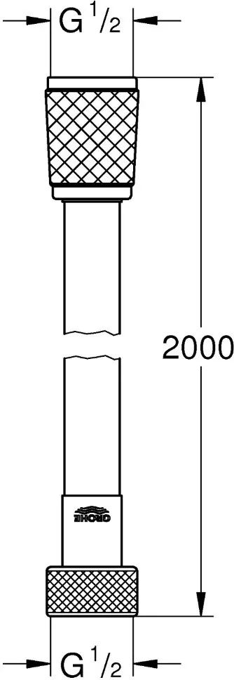 Шланг для душа Grohe силикон, 200 см, подключение 1/2x1/2 купить,NaN
