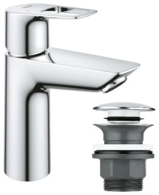 Смеситель Grohe BauLoopt M-размер, с нажимным донным клапаном, латунь, цвет серебристый купить,NaN