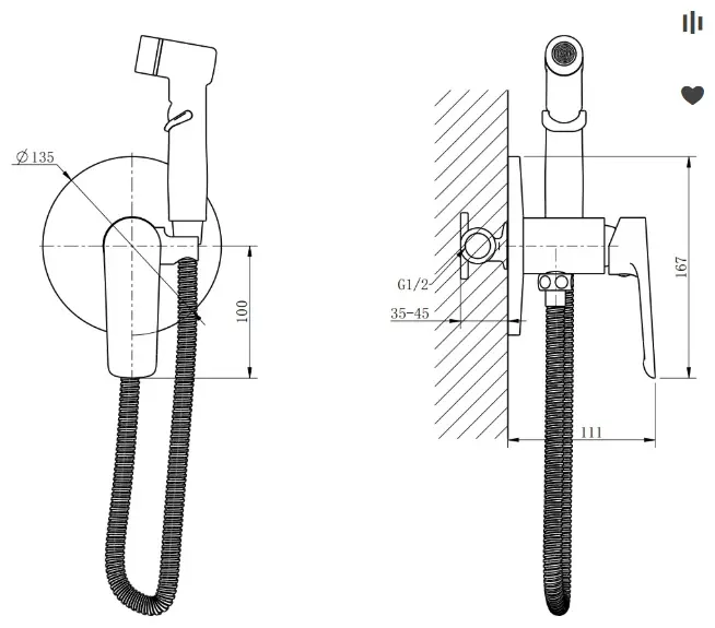 ESKO гигиенический душ Lagos Gun Metal SMHLGGM, латунь купить,NaN