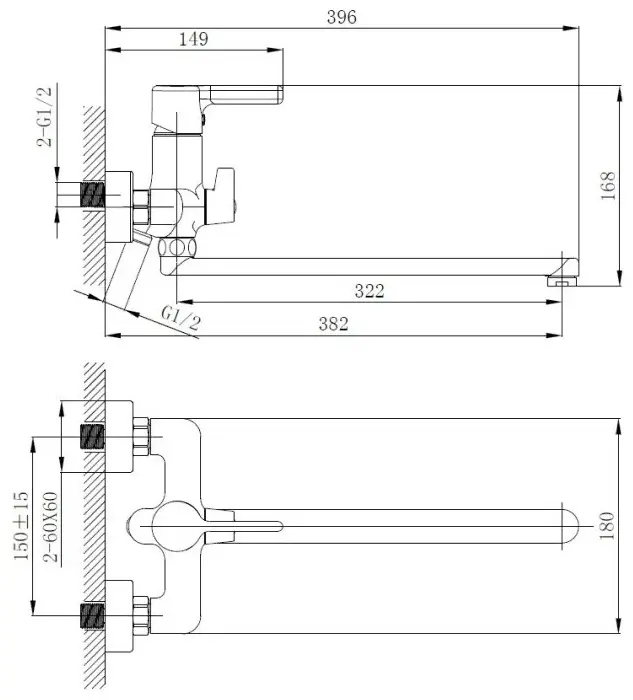 Смеситель для ванны с душем Haiba HB22816, однозахватный купить,34090