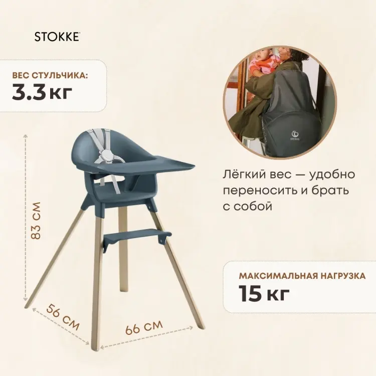 Стульчик классический Stokke Clikk Bundle синий купить,161190