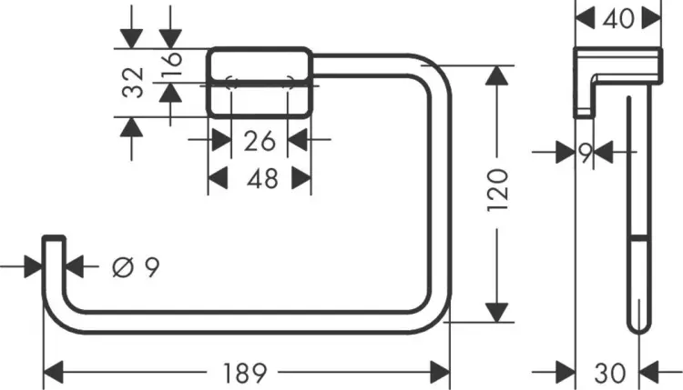 Hansgrohe держатель для душа 189х120 мм 41754990, металл купить,NaN