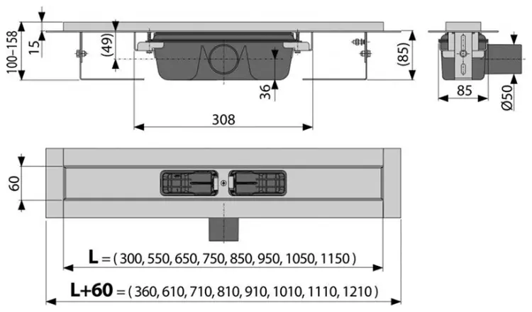 Alcaplast трап APZ1-750 (75х6 см) купить,NaN