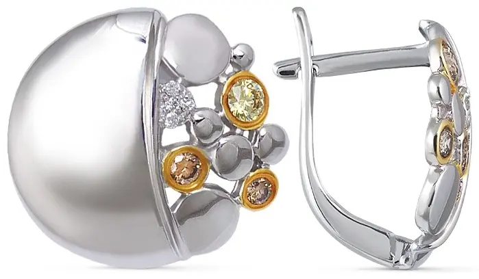 Серьги КРИСТАЛЛ NM690 вес 4.51 г золото, фианит купить,306680