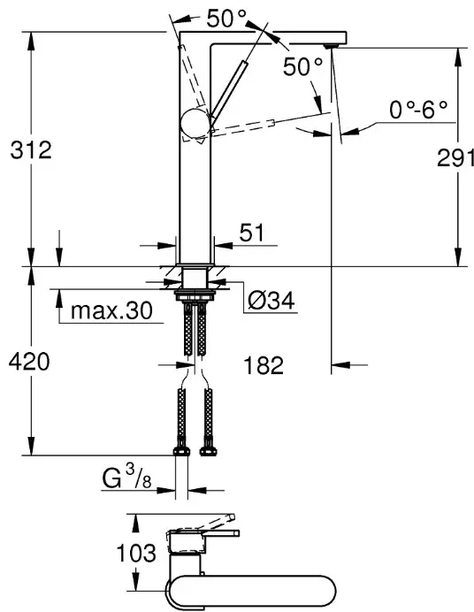 Смеситель для раковины (умывальника) Grohe Plus 32618003, однозахватный купить,NaN