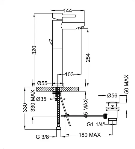 Смеситель для раковины (умывальника) Teorema Jabil 35 73342112X01 Silver, однозахватный купить,46550