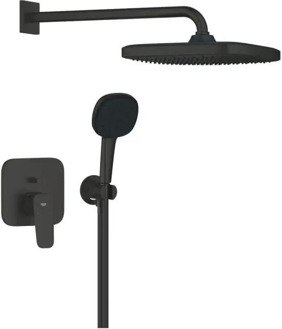 Grohe душевой набор (гарнитур) Cubeo 105336 черный матовый (без встраиваемой части), абс-пластик купить,NaN