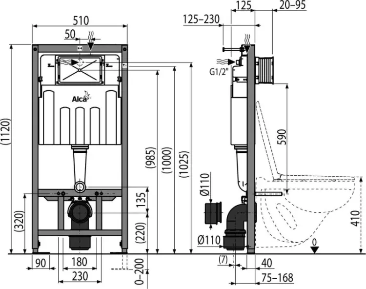 Рамная инсталляция Alcaplast AМ 101/1120 белый купить,NaN