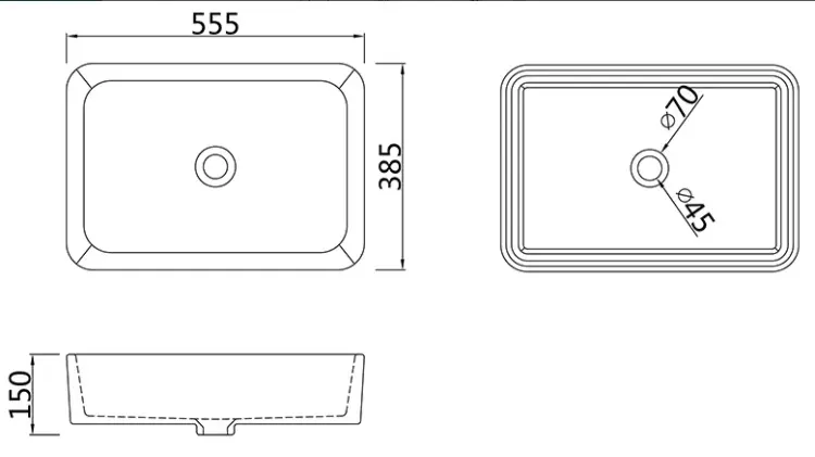 Раковина SSWW SSWW CL3337 matte grey накладная прямоугольная 55х38 см, фаянс купить,NaN