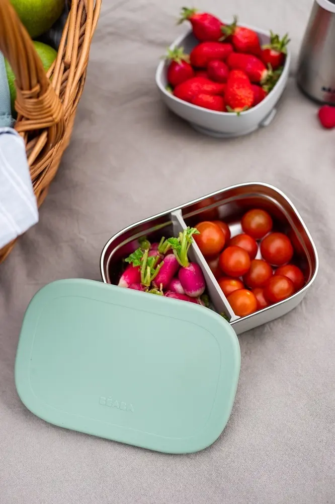 Контейнер Beaba BOITE REPAS INOX GRIS V/VERT S 914004 , металл, зеленый