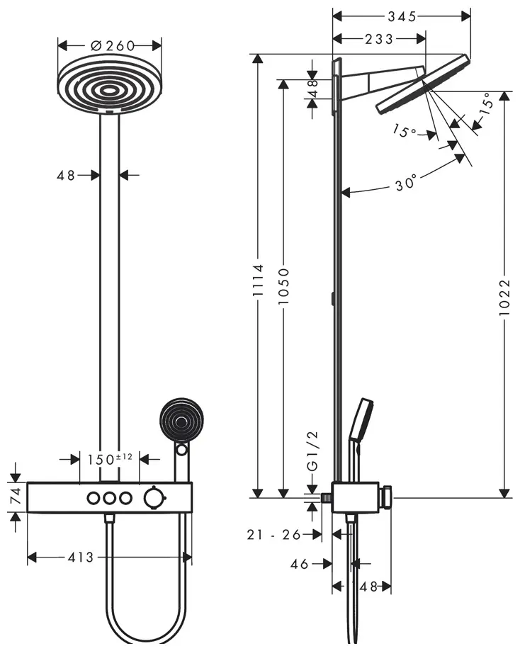 Hansgrohe душевая стойка Pulsify Showerpipe 260 2jet EcoSmart 24241000