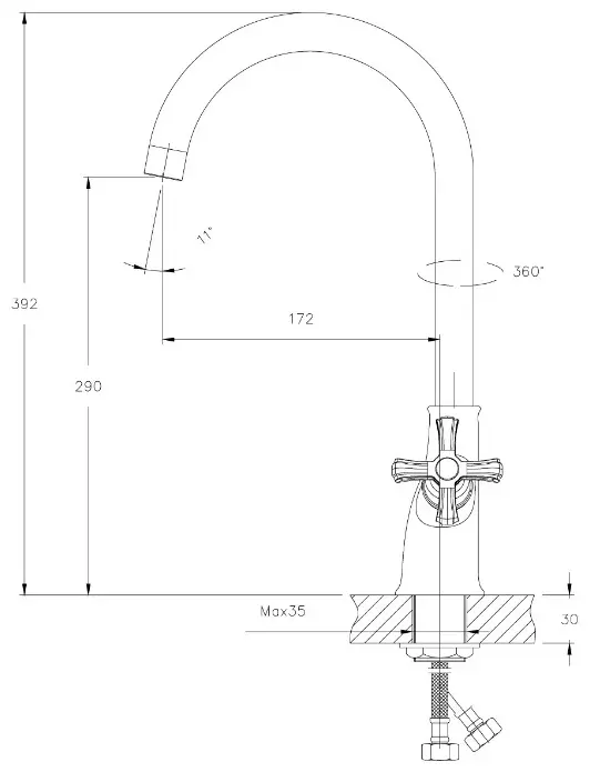 Смеситель для кухни (мойки) DecoRoom DR47028, двухзахватный